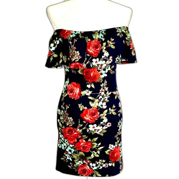 Crystal Doll Floral Strech BodyCon Miniskirt Dress Size S - Picture 2 of 6